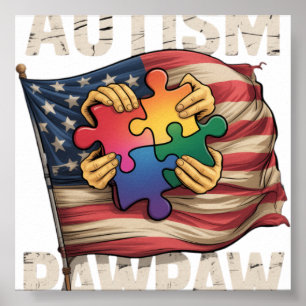 Autisme Papa Amerikaanse Vlag Autisme Bewustzijn Poster