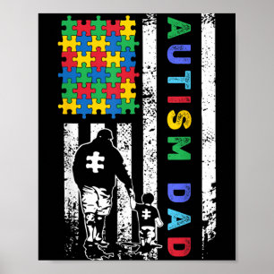 Autisme Papa Amerikaanse Vlag USA Autisme Bewustzi Poster