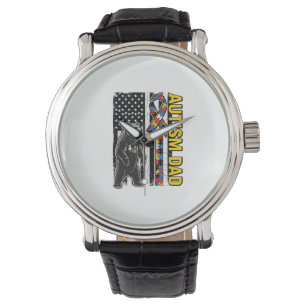 Autisme Papa Beer Vlag Bewustzijnsshirt Ontwerp_1 Horloge