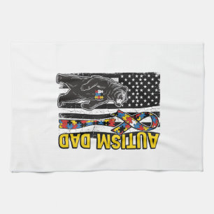 Autisme Papa Beer Vlag Bewustzijnsshirt Ontwerp_1 Theedoek