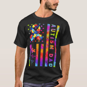 Autisme Papa Bewustzijn Amerikaanse Vlag Usa Tie D T-shirt