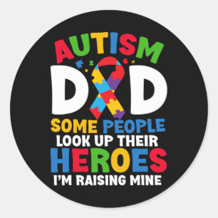 Autisme papa puzzel lint trotse zoon held autisme ronde sticker