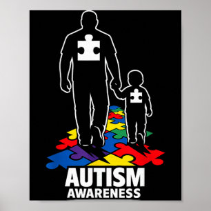 Autisme Papa Samen Wandelen Puzzel Poster