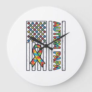 Autisme Papa Vlag Lint Puzzelstuk Shirt Ontwerp_ Grote Klok