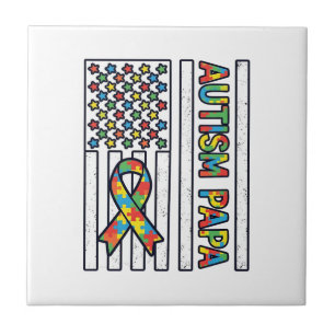 Autisme Papa Vlag Lint Puzzelstuk Shirt Ontwerp_ Tegeltje