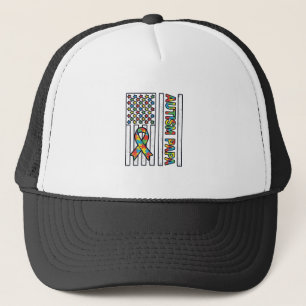 Autisme Papa Vlag Lint Puzzelstuk Shirt Ontwerp_ Trucker Pet