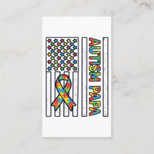 Autisme Papa Vlag Lint Puzzelstuk Shirt Ontwerp_ Visitekaartje