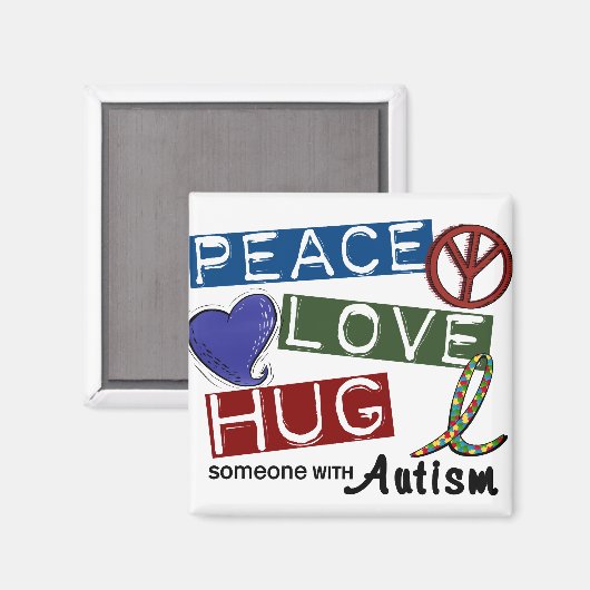 Autisme PEACE LOVE HUG Magneet (Voorkant / Achterkant)