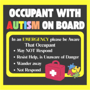 Autisme - Personne à bord Autocollant pour voiture
