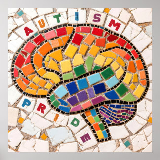 Autisme Pride Mozaïek Hersenen Neurodiversiteit Be Poster