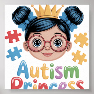 Autisme Prinses Afro Meisjes Boog Dochter Autisme  Poster