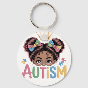 Autisme Prinses Afro Meisjes Boog Dochter Autisme  Sleutelhanger