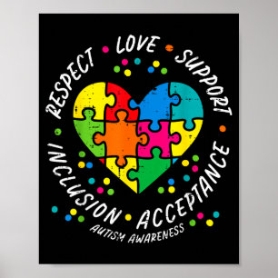 Autisme-puzzel hart liefde ondersteuning bewustzij poster
