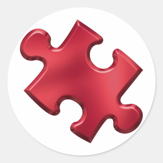 Autisme puzzel stuk rood ronde sticker (Voorkant)