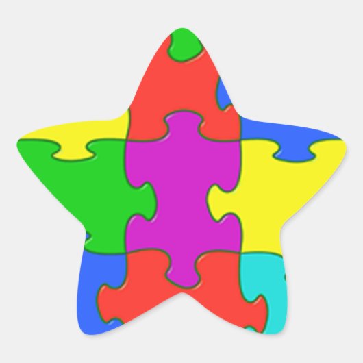 Autisme puzzelliefde ster sticker (Voorkant)