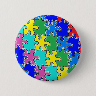 autisme puzzelstukken 40 ronde button 5,7 cm