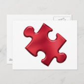 Autisme Puzzle Piece Red Briefkaart (Voorkant / Achterkant)
