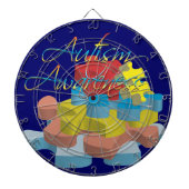Autisme Puzzle Piecks Dk Blue Dart Board Dartbord (Voorkant)