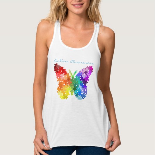 Autisme Rainbow Puzzle Butterfly Tanktop (Voorkant)