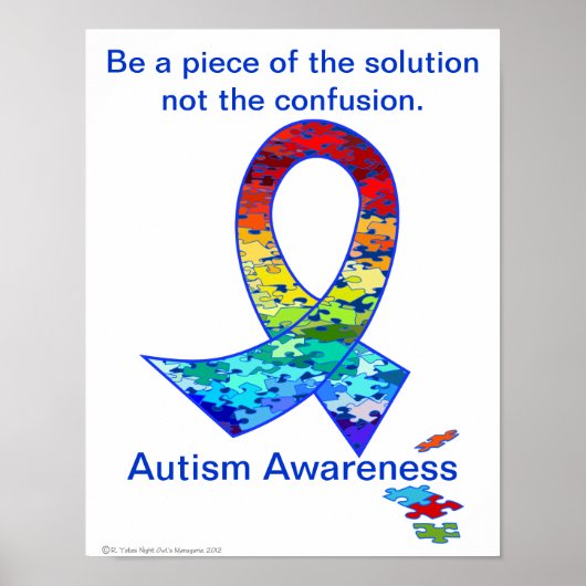 Autisme Rainbow Puzzle Ribbon Poster (Voorkant)