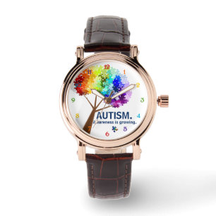 Autisme Rainbow Puzzle Tree Horloge