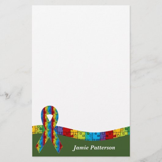 Autisme Ribbon Personal Stationery Briefpapier (Voorkant)