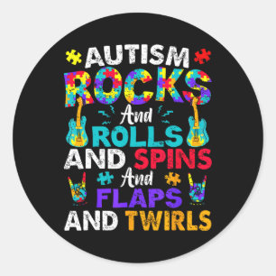 Autisme Rocks And Rolls Grappig Autisme Bewustzijn Ronde Sticker