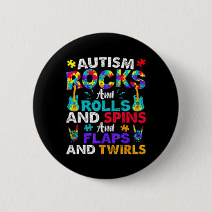 Autisme Rocks Rolls Spins Flaps Awareness Kinder V Ronde Button 5,7 Cm