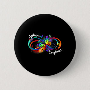 Autisme rood in plaats van oneindig symbool autist ronde button 5,7 cm