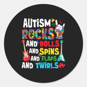 Autisme rotsen rollen spinnen flapjes autisme bewu ronde sticker