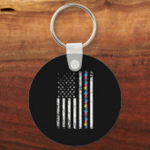 Autisme Shirt American Flag Puzzle Sleutelhanger (Voorkant)