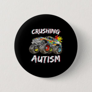 Autisme Shirt Jongens Kinder Shirt Monster Truck A Ronde Button 5,7 Cm