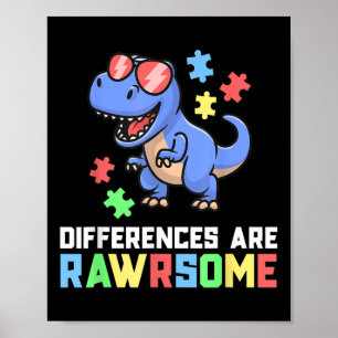 Autisme Shirten voor Jongens Dinosaur Trex Awarene Poster