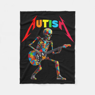 Autisme Skelet Gitaar Rock Muziek Liefhebber Autis Fleece Deken