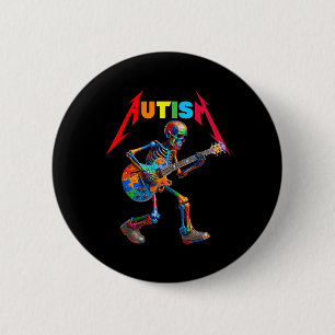 Autisme Skelet Gitaar Rock Puzzel Muziek Autisme A Ronde Button 5,7 Cm