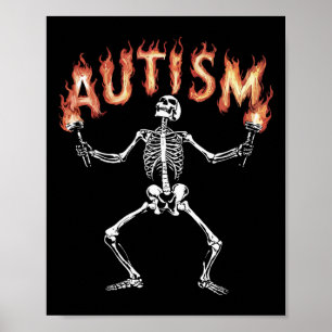 Autisme Skelet meme Grappig Vuur Skelet Vlammen T Poster
