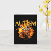 Autisme Skelet Pistolen Funny Fire Botten Spooky Kaart (Gele Bloem)