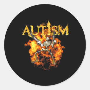 Autisme Skelet Pistolen Funny Fire Botten Spooky Ronde Sticker