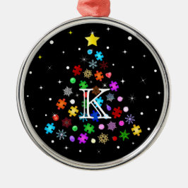 Autisme Sneeuwvlok Kerstboom Metalen Ornament