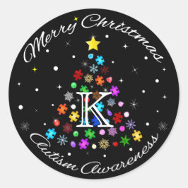 Autisme Sneeuwvlok Kerstboom Ronde Sticker