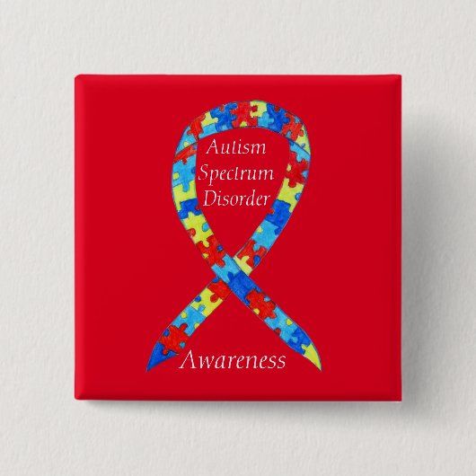 Autisme Spectrum Disorder Aangepaste puzzle lint Vierkante Button 5,1 Cm (Voorkant)