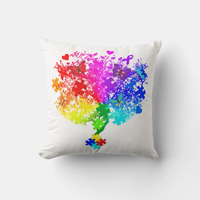 Autisme Spectrum Tree Kussen (Voorkant)