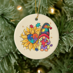 Autisme Sunflower Gnome Keramisch Ornament