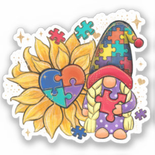 Autisme Sunflower Gnome Sticker