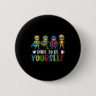 Autisme superhelden durven awareness kinderen jong ronde button 5,7 cm
