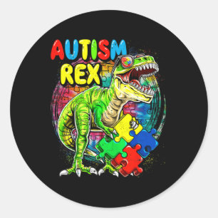 Autisme T-rex Dinosaurus Autisme Bewustzijn Dag Ma Ronde Sticker