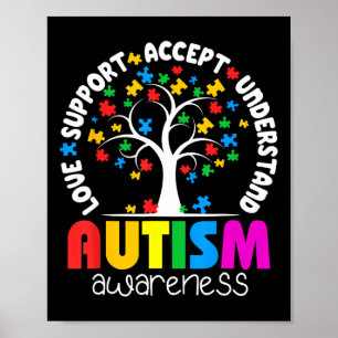 Autisme T-shirt Liefde Aanvaarden Steun Autistisch Poster