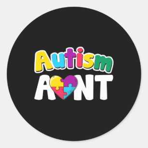 Autisme tante Puzzle Piecks Colors Gift Ronde Sticker