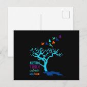 Autisme Think Outside Box Autism Awareness Ribbon  Aankondigingskaart (Voorkant / Achterkant)
