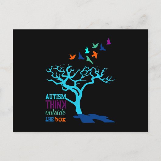 Autisme Think Outside Box Autism Awareness Ribbon  Aankondigingskaart (Voorkant)